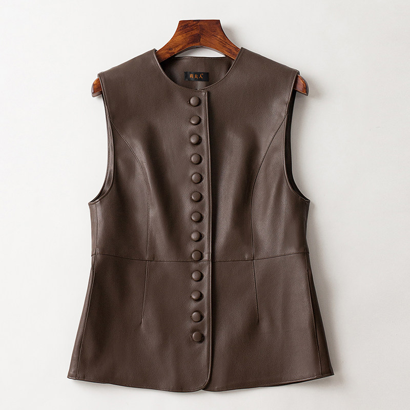 海宁真皮马甲女2025秋季新款绵羊皮通勤常规马夹外套气质百搭显瘦,淘宝优惠券,粉丝福利购,淘宝优惠卷