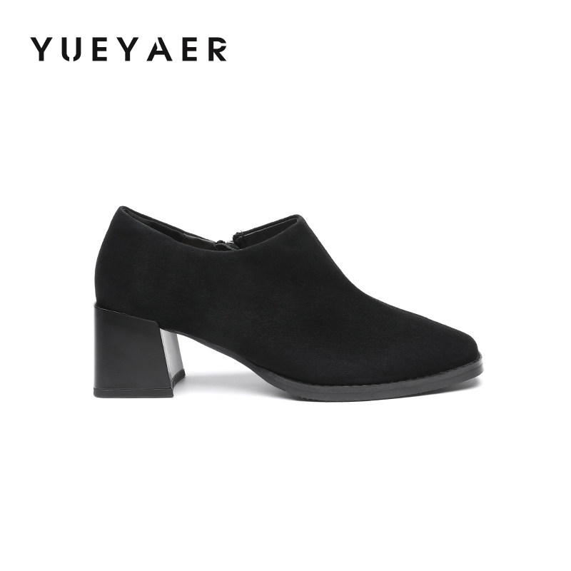 月芽儿2025新款复古圆头粗跟深口单鞋女高跟鞋一脚蹬通勤鞋小皮鞋,淘宝优惠券,粉丝福利购,淘宝优惠卷