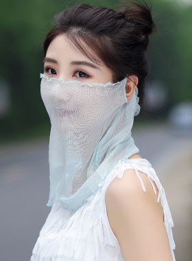 真丝桑蚕丝古风防晒遮阳面纱围脖
