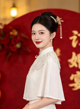中国风重工蕾丝披肩女白色旗袍外搭百搭短款云肩气质搭配