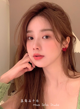 秋冬丝绒蝴蝶结耳饰女设计感