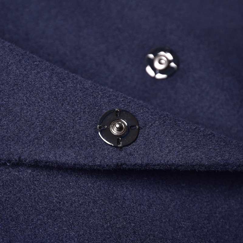 秋冬季新款高端藏蓝色羊毛双面呢大衣女长款后开叉系带双面绒外套 - 图1