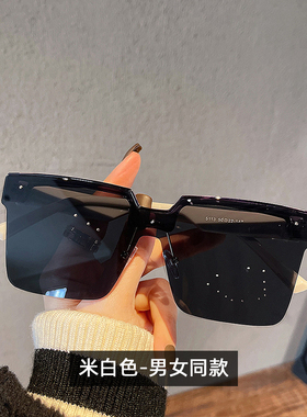 休闲简约个性半框男士黑色墨镜帅气款高级感太阳镜女圆长脸时尚潮
