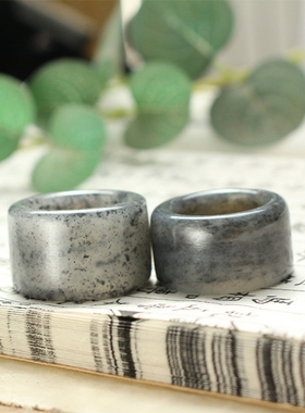 复古文玩和田玉青花扳指