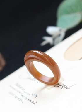 时尚款和田玉老红糖水滴戒指