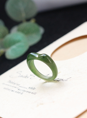 原创新款和田玉碧玉猫耳朵戒指