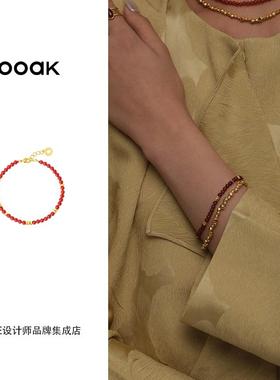 ooak碎金红玛瑙编绳手链
