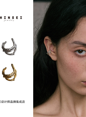 Dare买手店 森製SHINSEI扭纹耳骨夹925银手机纹理复古无耳洞耳夹