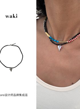 周洁琼waki黑色爱心项链choker