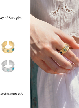 Dare买手店 A ray of sunlight 果冻海渐变锆石戒指金色复古高级