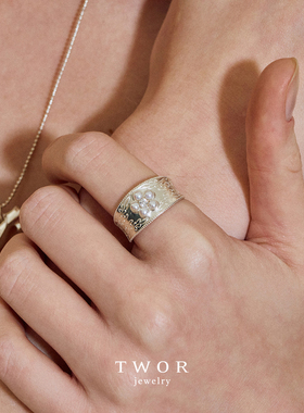 Dare买手店 TWOR正品 鸢尾珍珠宽戒925银小众个性原创设计首饰女