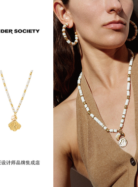 Dare买手店Tender society可替换吊坠贝壳海螺流苏串珠项链天然石