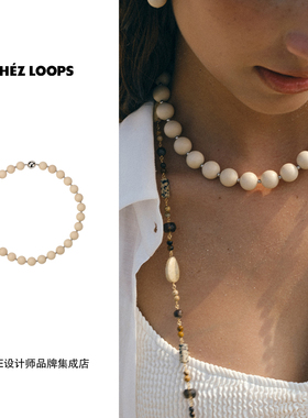 CHEZ LOOPS 圆珠白化石项链原创设计复古度假风首饰小众 买手店