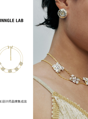 Dare买手店JUUNNGLE洲谷 编织粗花呢项圈复古夸张轻奢项链原创