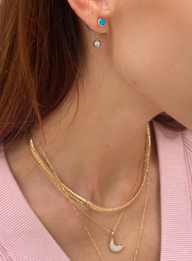 windsor月牙金色项链复古欧美