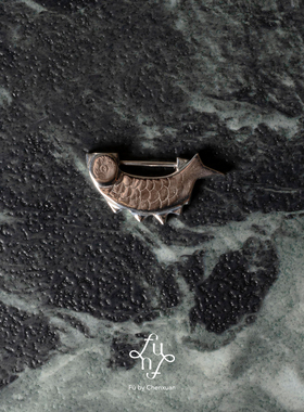 Dare买手店 fu by chenxuan银色鱼形锁骨链925银复古精致中式首饰