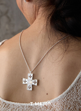 Dare买手店T.MAJOR曜芒圣棠长项链复古银色精致小众十字饰品首饰