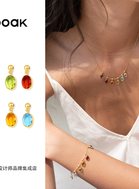 董洁推荐 ooak 正品 宝石吊坠925银黄水晶富贵好运福禄首饰项链女