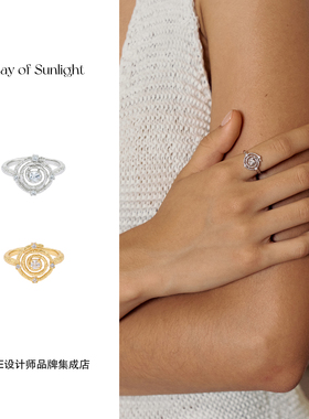Dare买手店 A ray of sunlight循环闪锆戒指金色高级复古百搭首饰