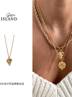 gemisland蓝晶石爱心项链锁骨链