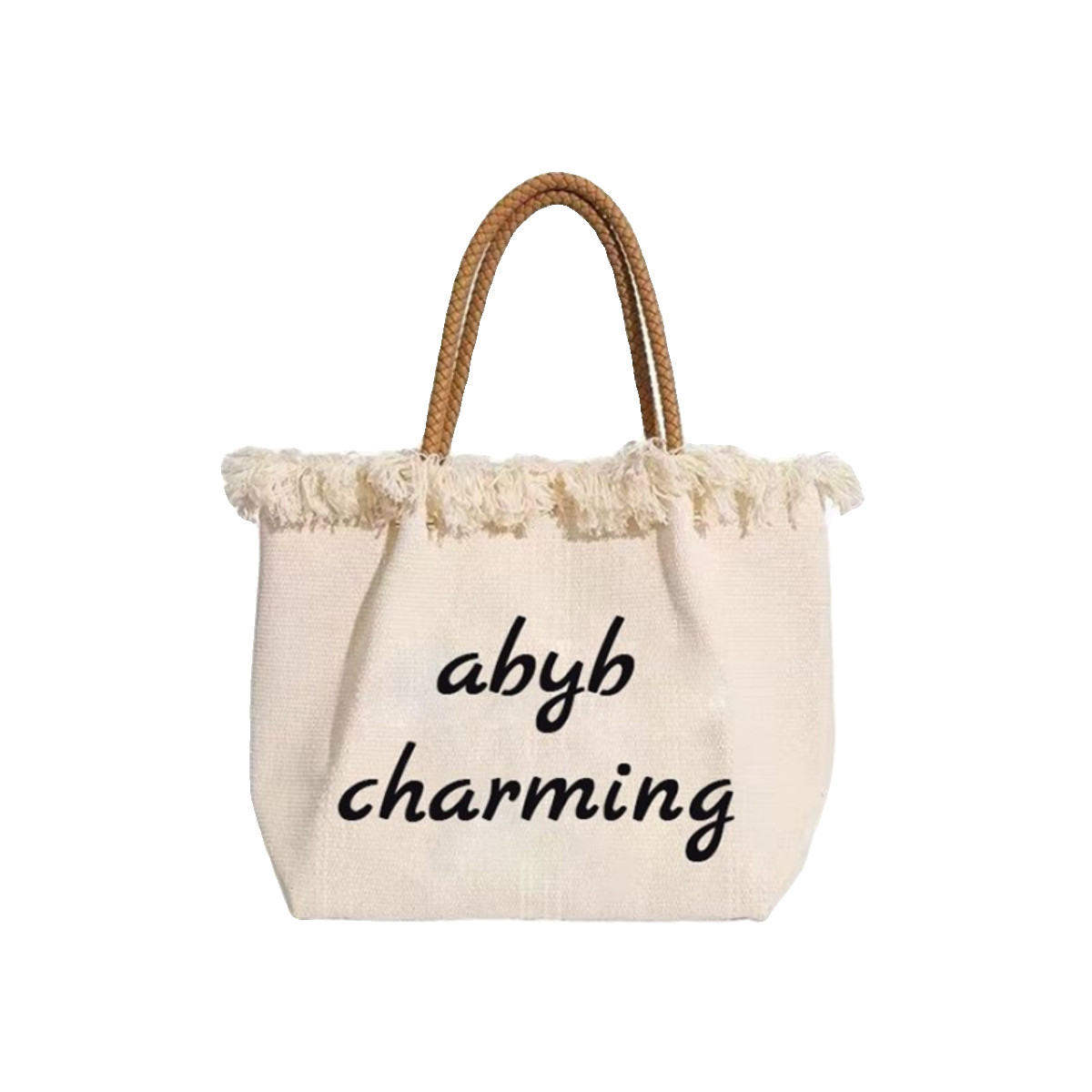 abyb charming 刺绣帆布袋度假大容量小众原创编织包包单肩手提包 - 图2