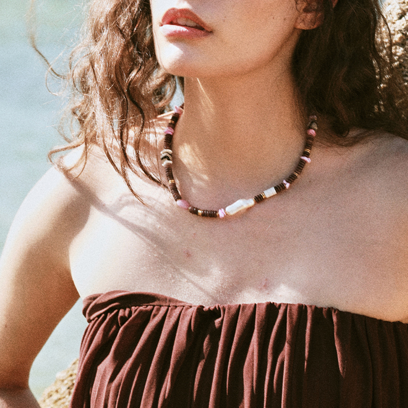 Dare买手店 PERRY布鲁塞尔回忆录项链粉水晶小众度假风串珠链原创 - 图2