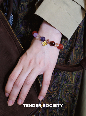 Dare买手店Tender society离火红玛瑙白水晶手串天然石好运串珠女