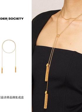 tendersociety金色流苏双头项链