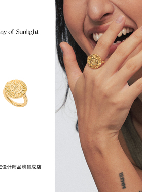 Dare买手店 A ray of sunlight太阳金币戒指金色复古欧美首饰度假