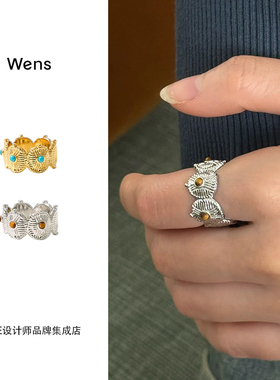 Dare买手店 Wens Jewels部落图腾金币镶石戒指小雏菊欧美复古饰品