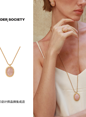 Dare买手店Tender society 卷草纹粉水晶项链天然石长链复古叠戴
