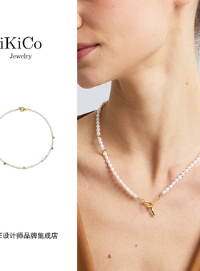 Dare买手店 ikico 熔岩OT扣珍珠项链925银复古天然珍珠原创设计女
