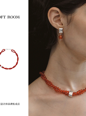 Dare买手店 soft room正品双果纹红玛瑙缠绕项链红色秋冬好运新年