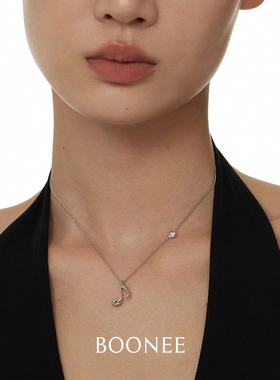 boonee音符清透宝石坠项链锁骨链