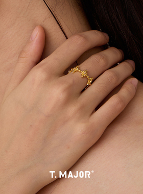 Dare买手店 T.MAJOR 星华点缀单层戒925银原创设计做旧复古首饰女