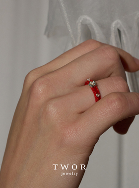Dare买手店 TWOR正品 红丝绒戒指925银小众原创设计饰品首饰新年