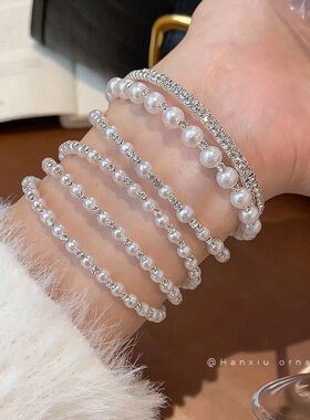 双层高级感气质珍珠手镯手环精致