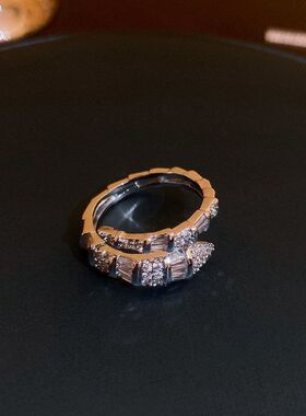 高级感许妍女手饰气质锆石戒几何赵露思食指同款时尚戒指轻奢百搭