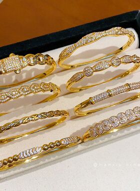 卡扣手镯高级感女优雅圆形真金