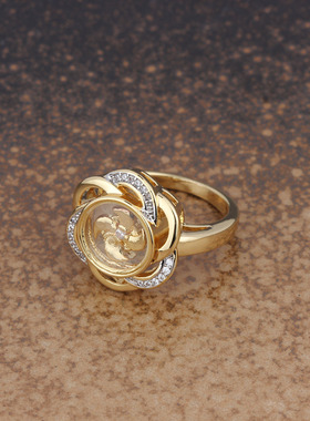 时尚女士银戒指镀18k时来运转