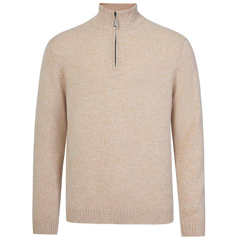 皮皮狗秋冬新款半高领半开门襟拉链男士套头羊绒衫加厚款双色双股,淘宝优惠券,粉丝福利购,淘宝优惠卷