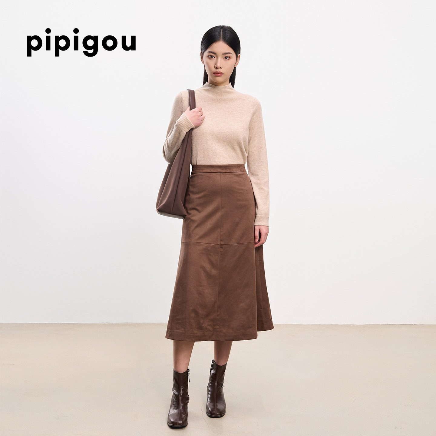 【商场同款】皮皮狗半高领羊绒衫冬通勤简约百搭针织毛衣,淘宝优惠券,粉丝福利购,淘宝优惠卷