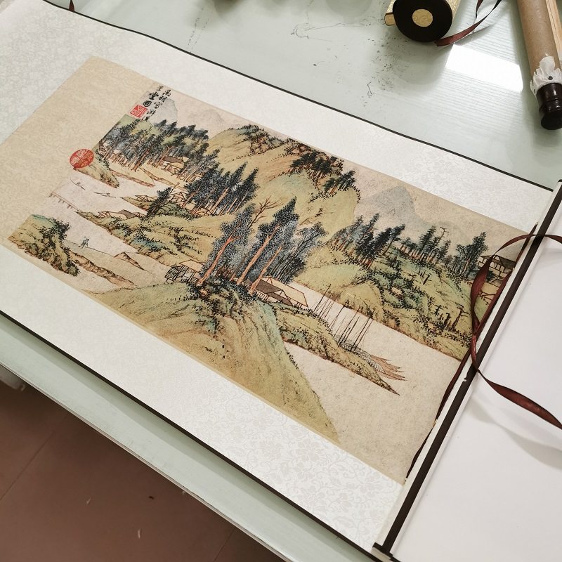 明文征明国画真迹浒溪草堂图复古书画高清微喷横幅仿古装裱装饰画,淘宝优惠券,粉丝福利购,淘宝优惠卷