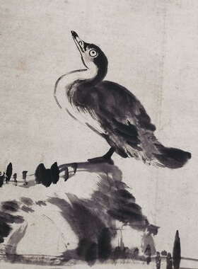 八大山人朱耷荷花水禽微喷国画