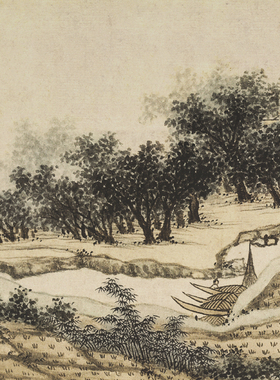 沈周东庄图册复古书法字画风景人物册页国画真迹高清微喷复制装饰