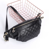 Модная брендовая цепь, нагрудная сумка, универсальная сумка через плечо, кожаная поясная сумка, в стиле Шанель, на цепочке, из натуральной кожи, воловья кожа