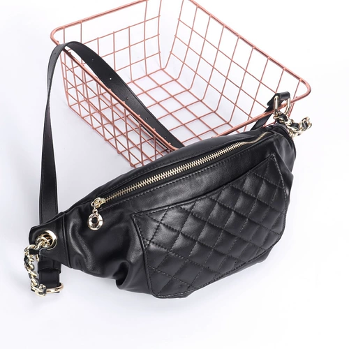 Модная брендовая цепь, нагрудная сумка, универсальная сумка через плечо, кожаная поясная сумка, в стиле Шанель, на цепочке, из натуральной кожи, воловья кожа