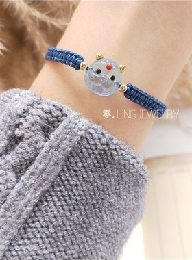 超萌海蓝宝小怪兽编绳手链