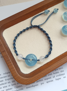 原创设计风平安扣防水逆海蓝宝