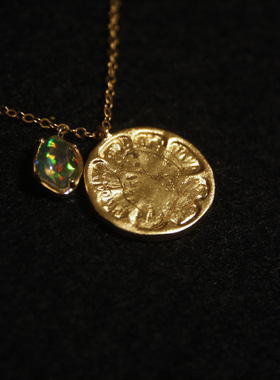 My Jewelry需定制柠檬金币婴儿宝宝水晶欧泊项链儿童百日满月礼